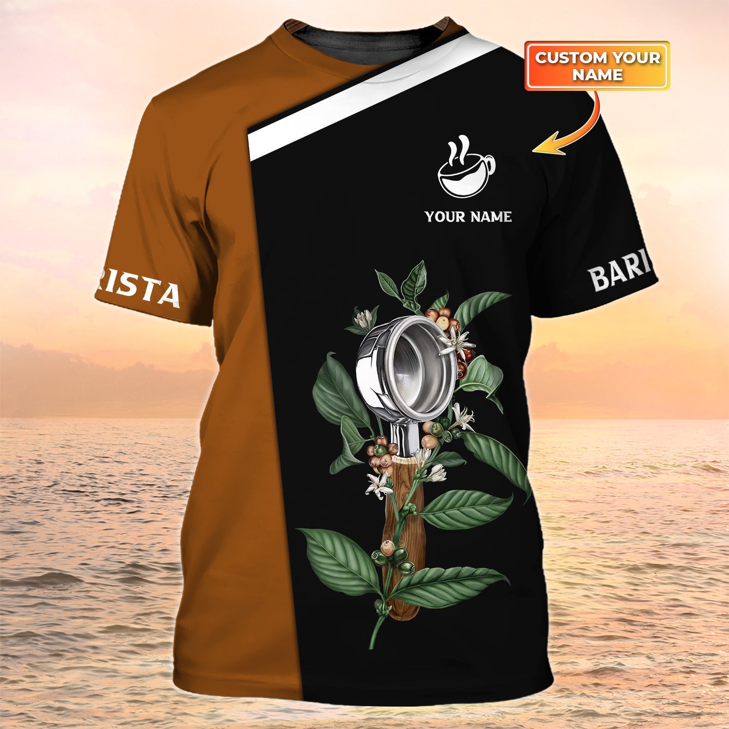Barista Shirt Coffee Lover Custom Tshirt Coffee Portafilter 3D Print Shirt/ Bartender T Shirt