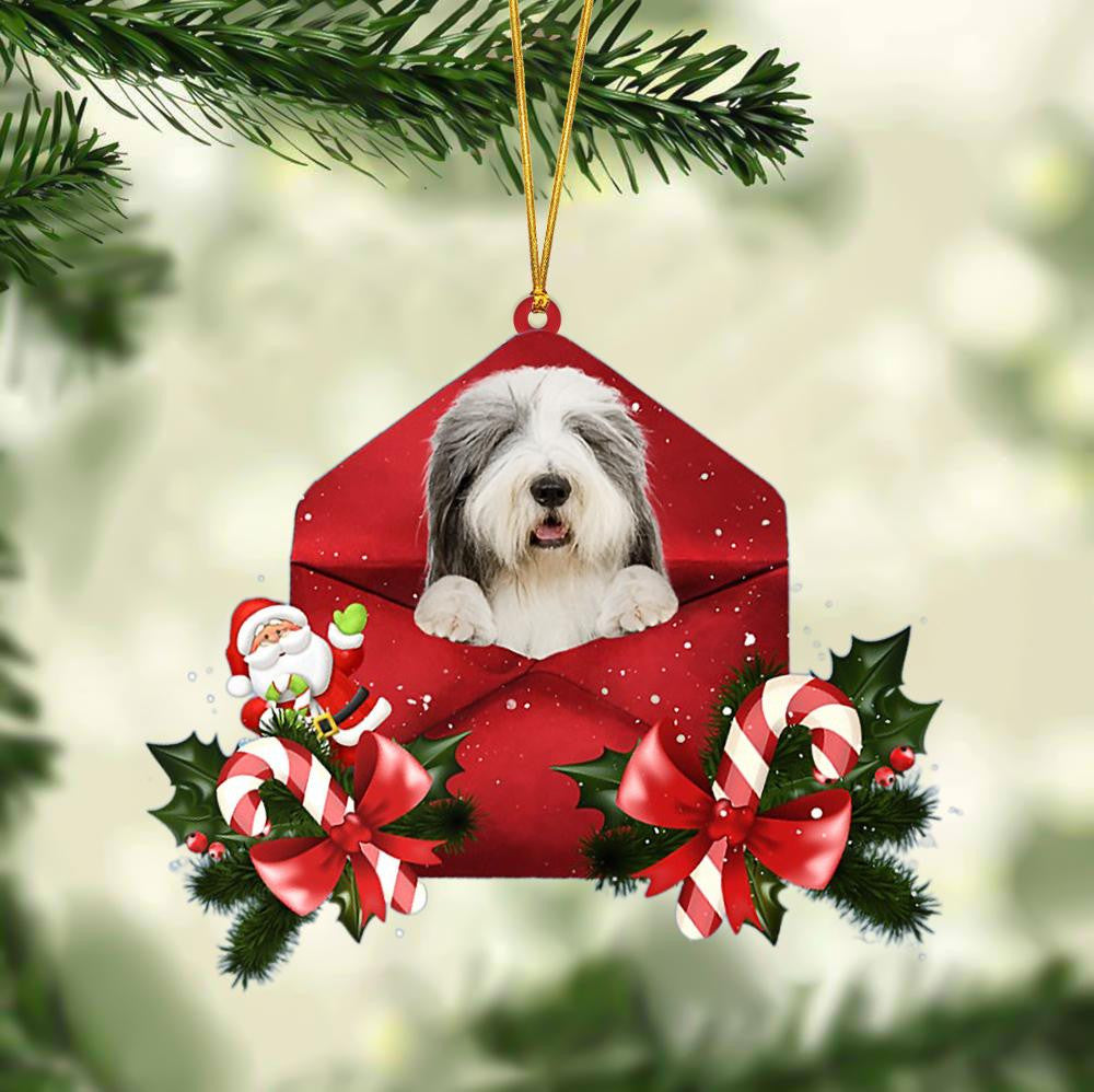 Bearded Collie Christmas Letter Shaped Ornament / Acrylic Dog Christmas Ornament Xmas Dog Gifts