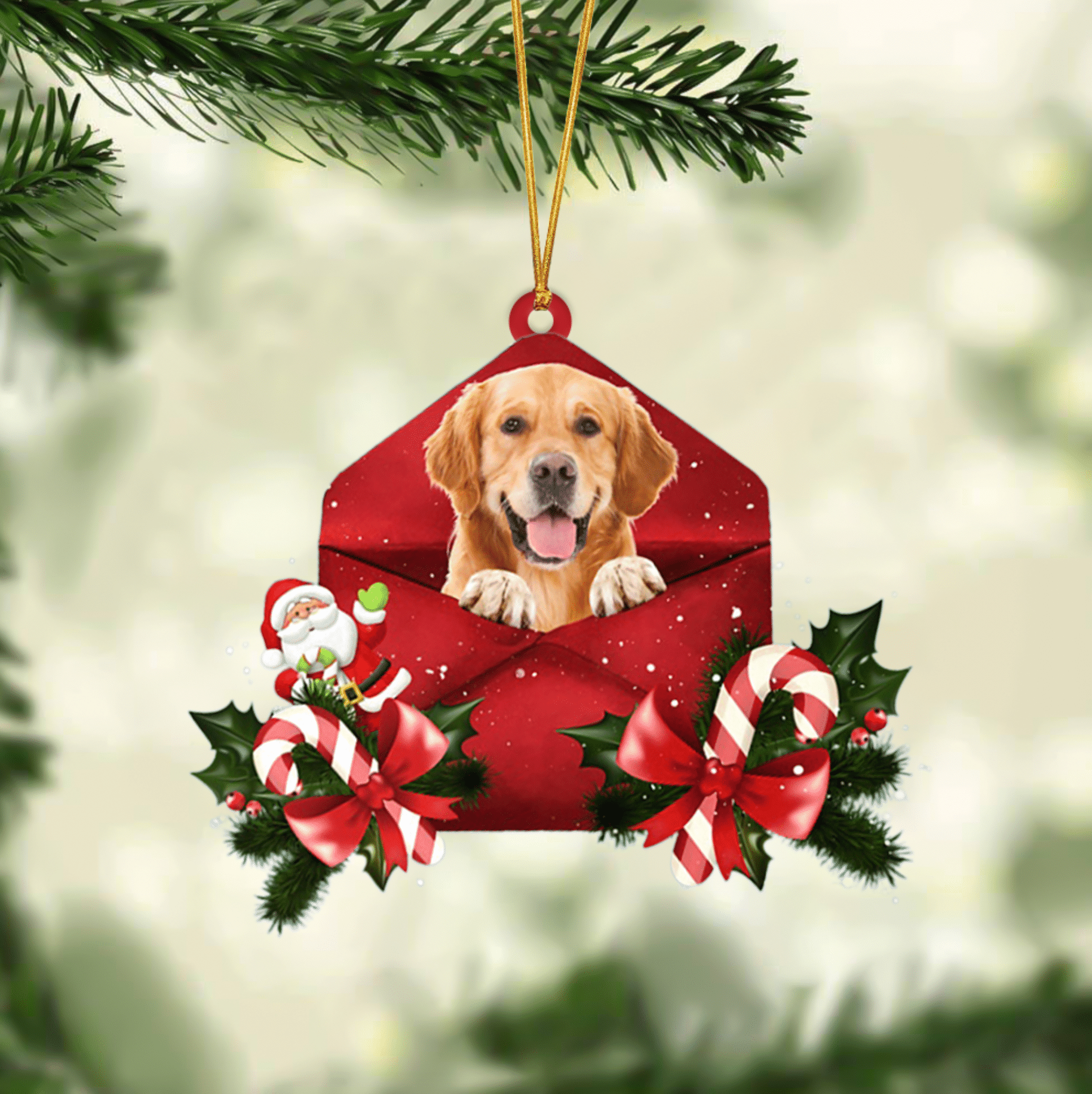 Golden Retriever Christmas Letter Shaped Ornament / Acrylic Dog Christmas Ornament Xmas Dog Gifts