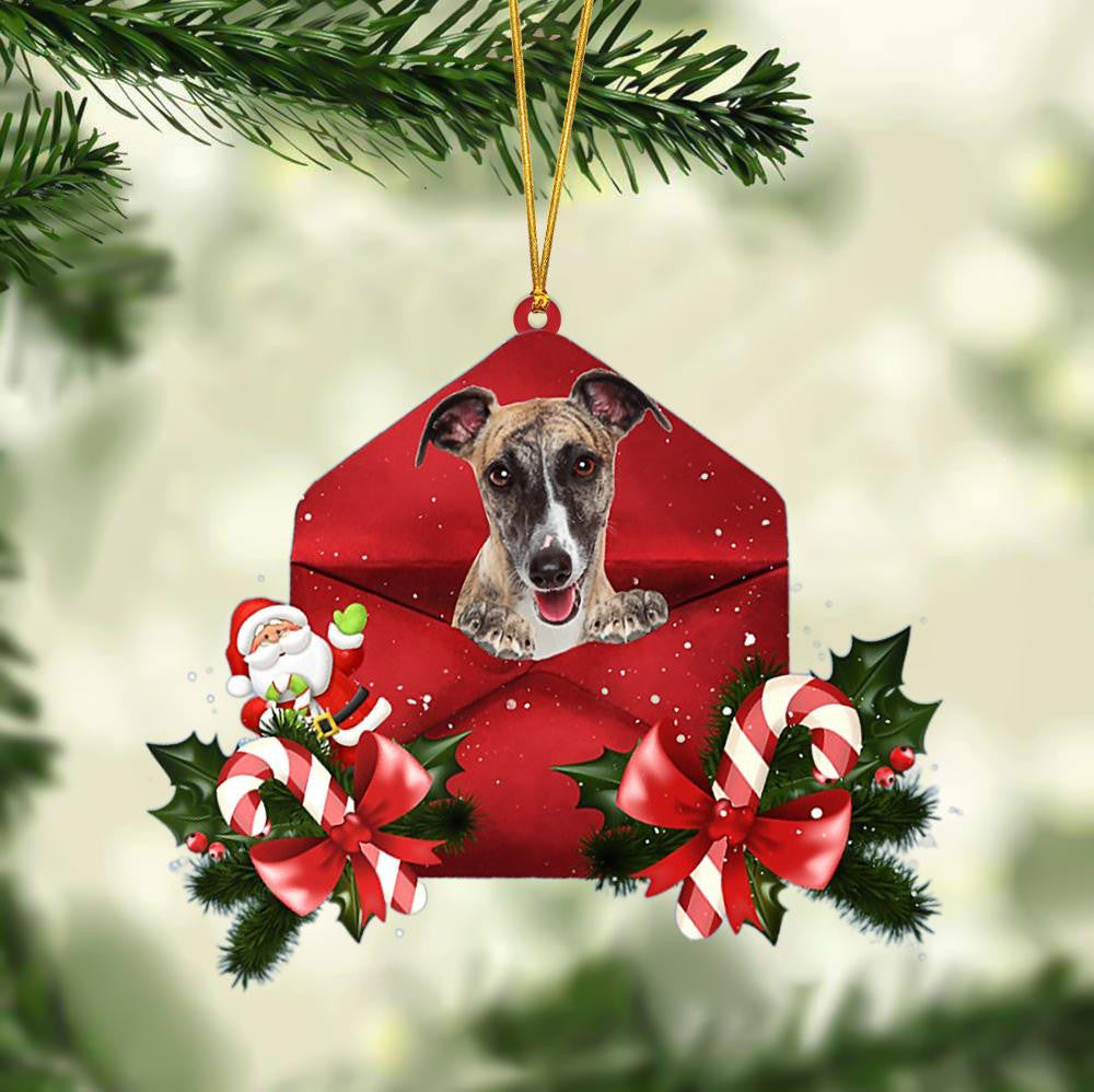 Whippet Christmas Letter Shaped Ornament / Acrylic Dog Christmas Ornament Xmas Dog Gifts