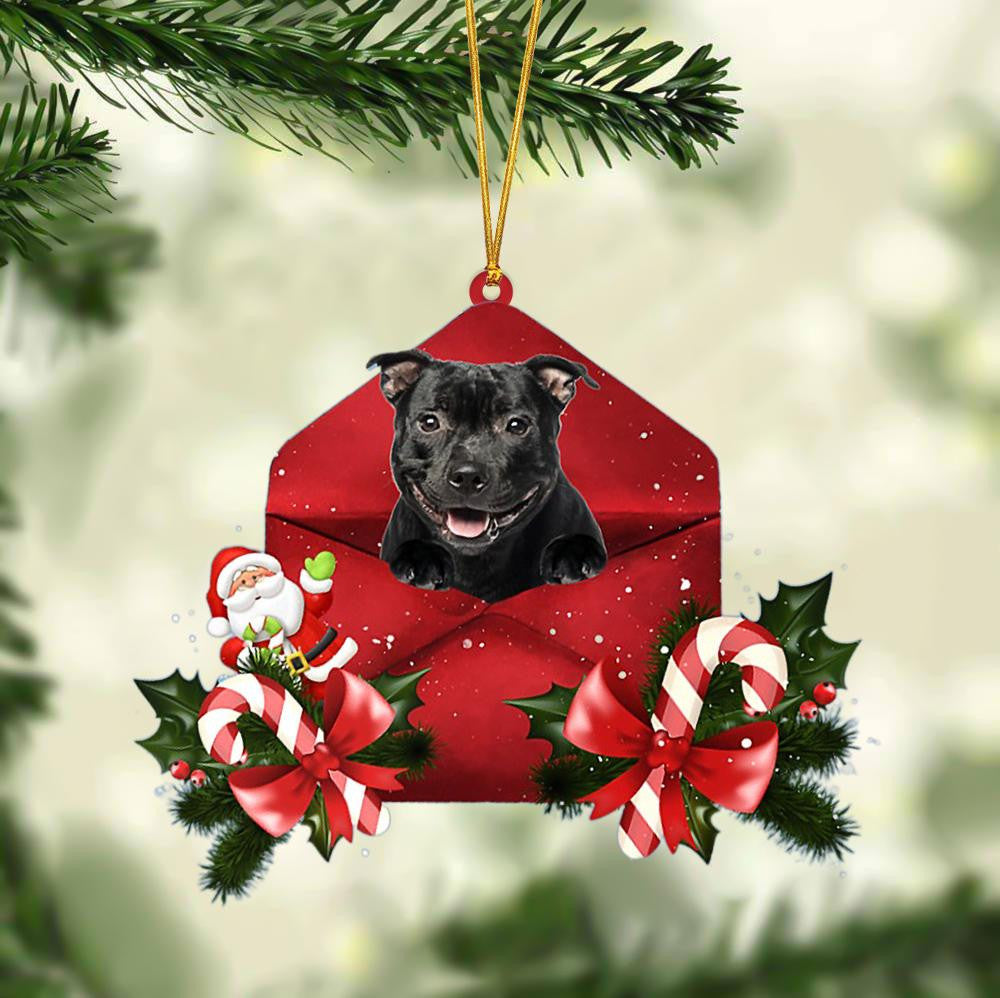 Staffordshire Bull Terrier Christmas Letter Shaped Ornament / Acrylic Dog Christmas Ornament Xmas Dog Gifts