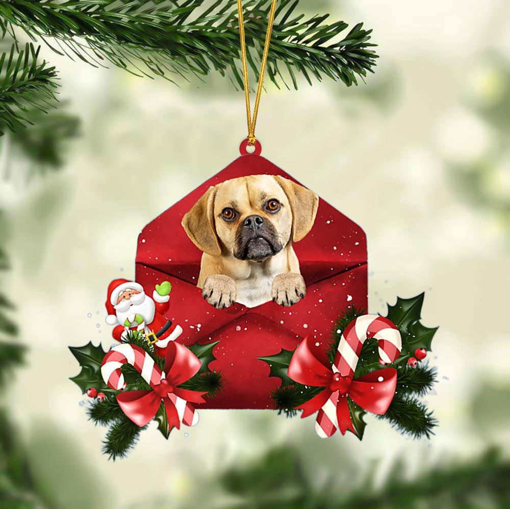 Puggle Christmas Letter Shaped Ornament / Acrylic Dog Christmas Ornament Xmas Dog Gifts