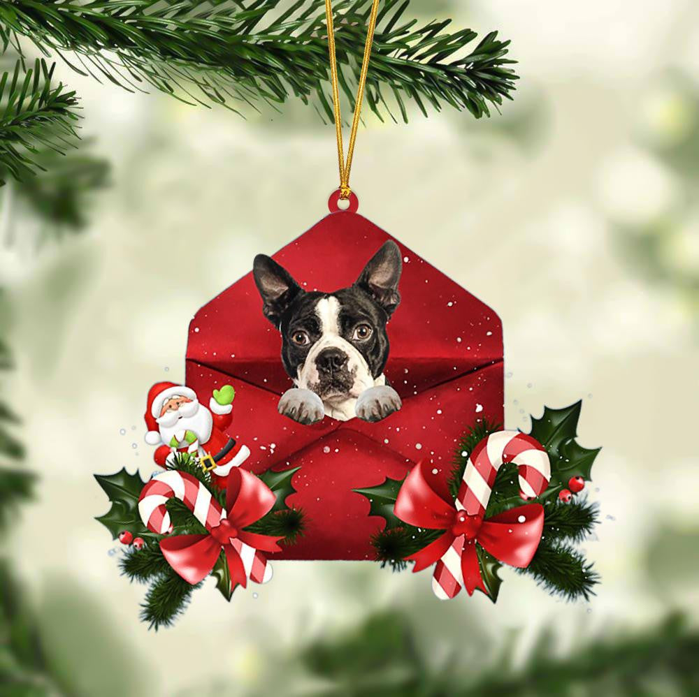 Boston Terrier Christmas Letter Shaped Ornament / Acrylic Dog Christmas Ornament Xmas Dog Gifts