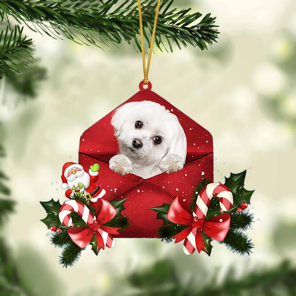 Maltese Christmas Letter Shaped Ornament / Acrylic Dog Christmas Ornament Xmas Dog Gifts