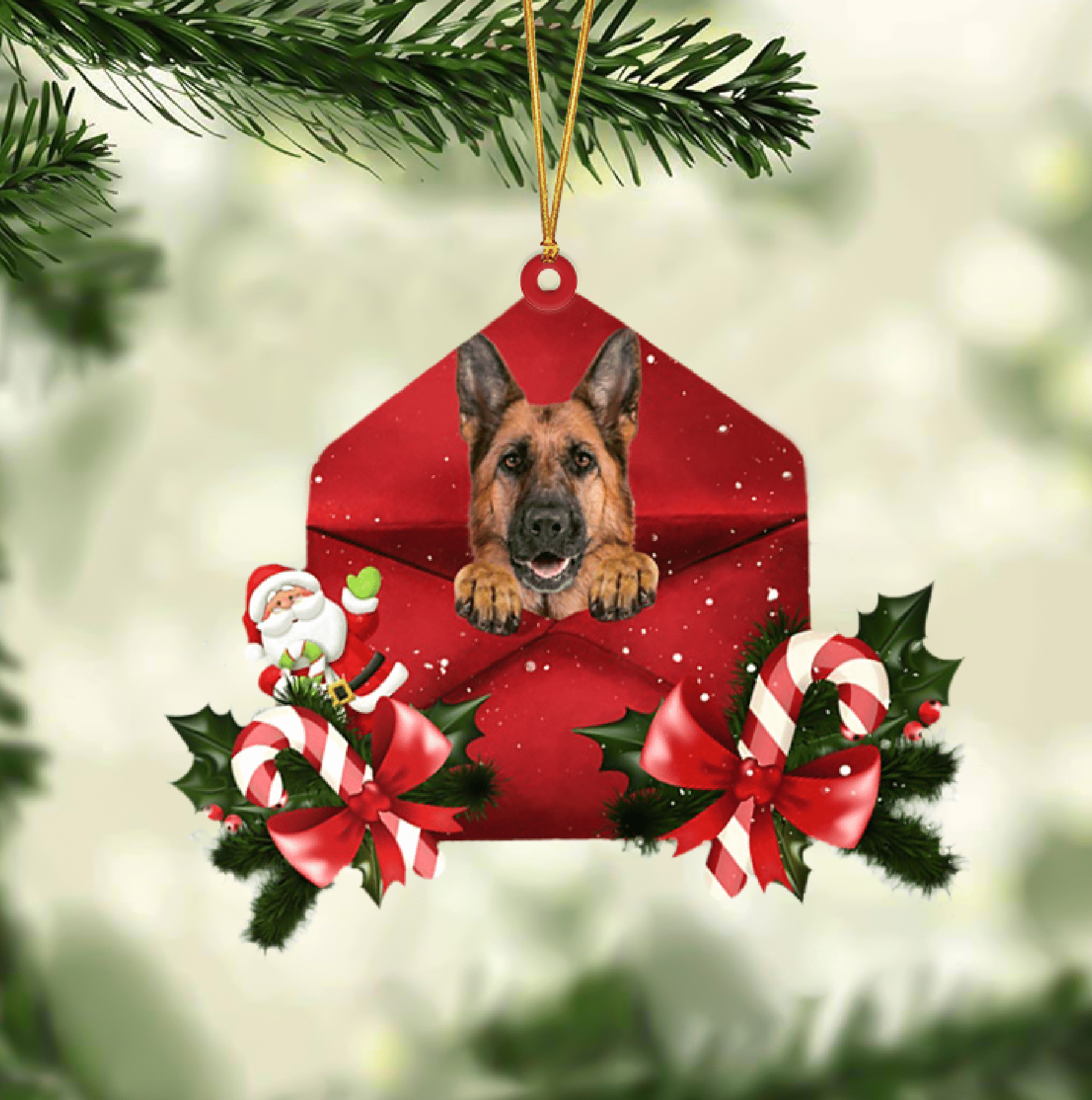 German Shepherd Christmas Letter Shaped Ornament / Acrylic Dog Christmas Ornament Xmas Dog Gifts