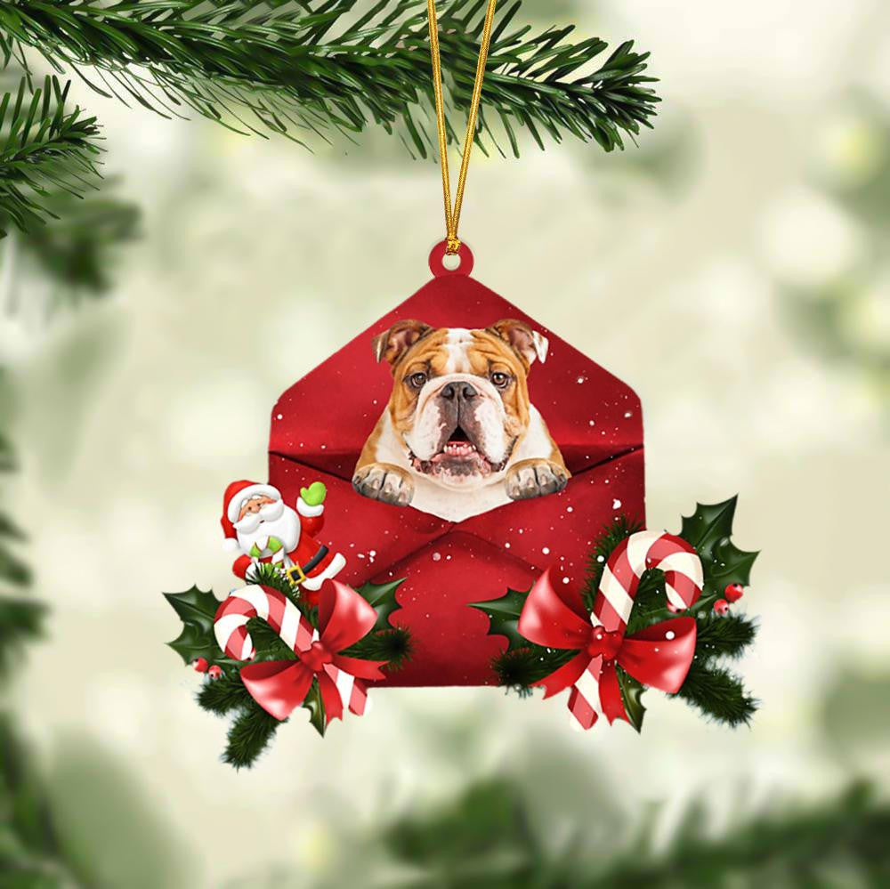 English Bulldog Christmas Letter Shaped Ornament / Acrylic Dog Christmas Ornament Xmas Dog Gifts