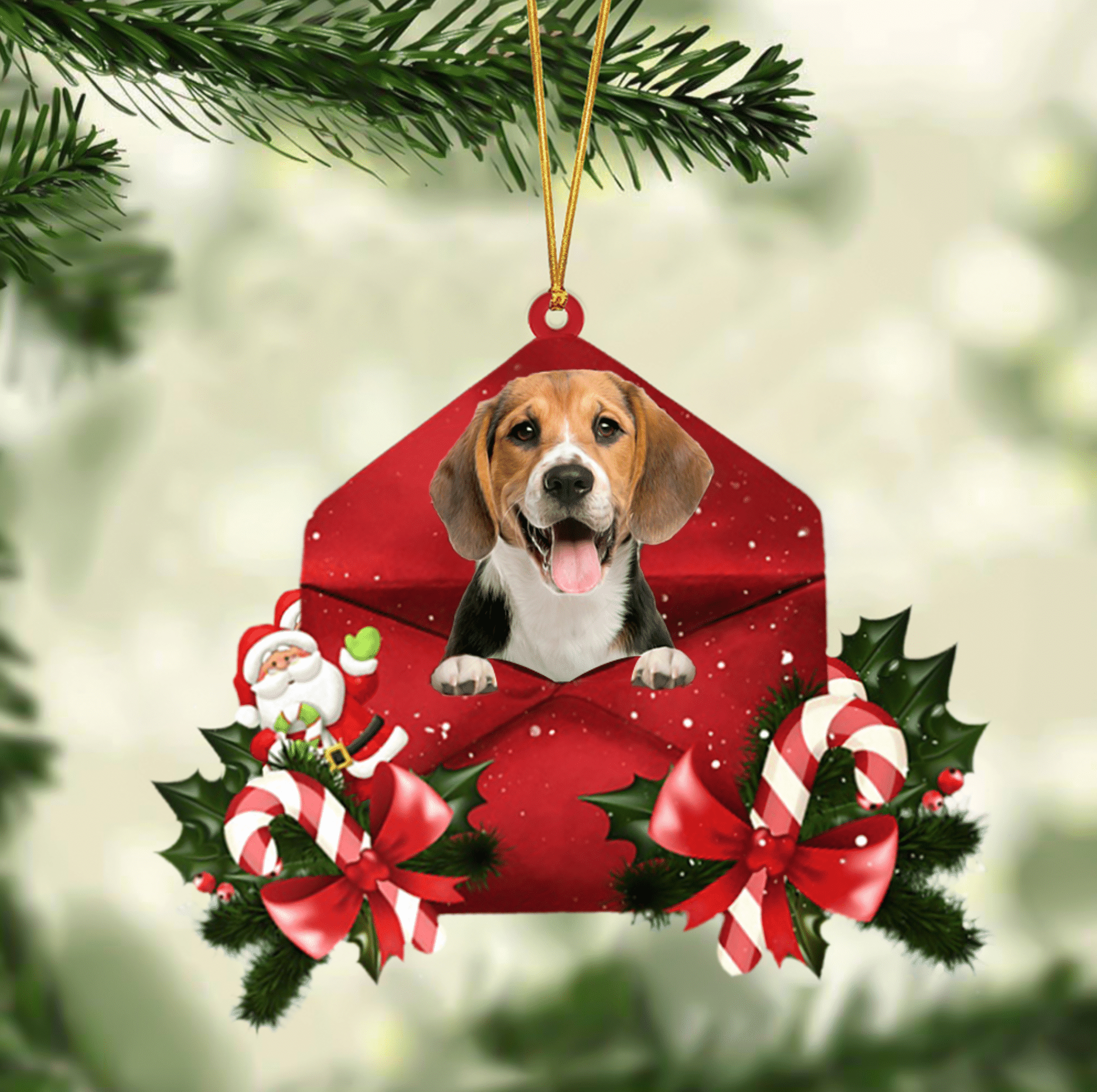 Beagle Dog Christmas Letter Shaped Ornament / Acrylic Dog Christmas Ornament Xmas Dog Gifts