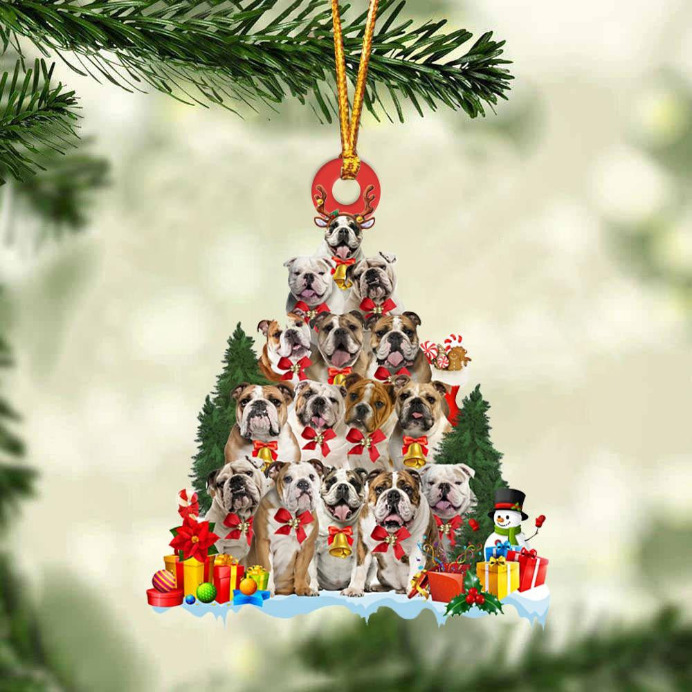 English Bulldog Dog Christmas Tree Ornament Dog Gifts Acrylic Ornament Dog Gifts Acrylic Ornament