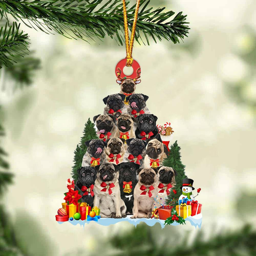 Pug Dog   Christmas Tree Ornament Dog Gifts Acrylic Ornament Dog Gifts Acrylic Ornament