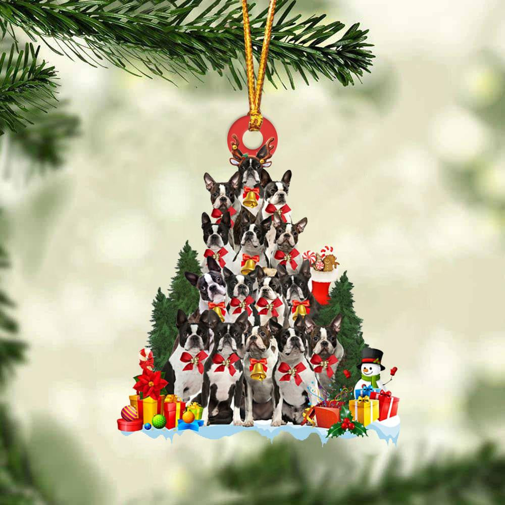Boston Terrier Dog Christmas Tree Ornament Dog Gifts Acrylic Ornament Dog Gifts Acrylic Ornament