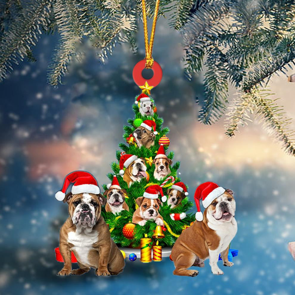 English Bulldog Dog Christmas Tree Ornament Dog Gifts Acrylic Ornament Dog Gifts Acrylic Ornament