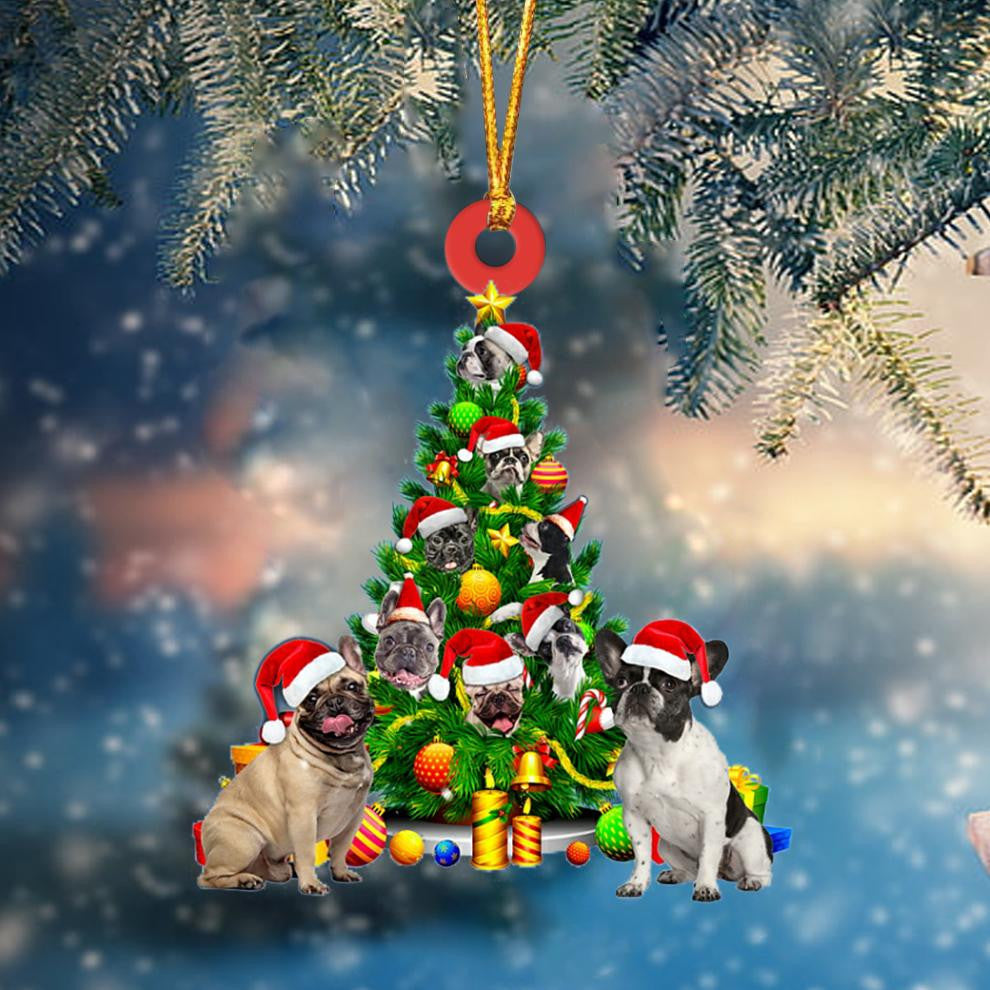 French Bulldog Dog Christmas Tree Ornament Dog Gifts Acrylic Ornament Dog Gifts Acrylic Ornament