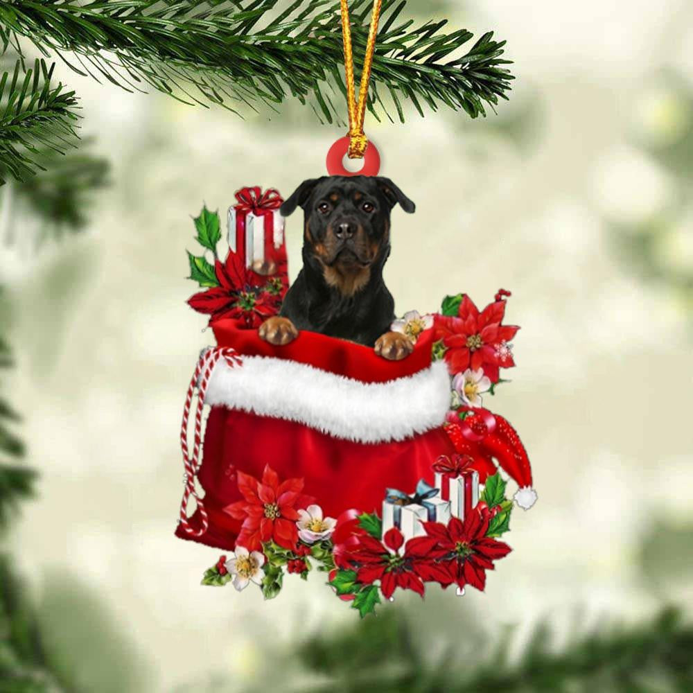 Rottweiler 2 In Gift Bag Christmas Ornament for Dog Lovers Made by Acrylic