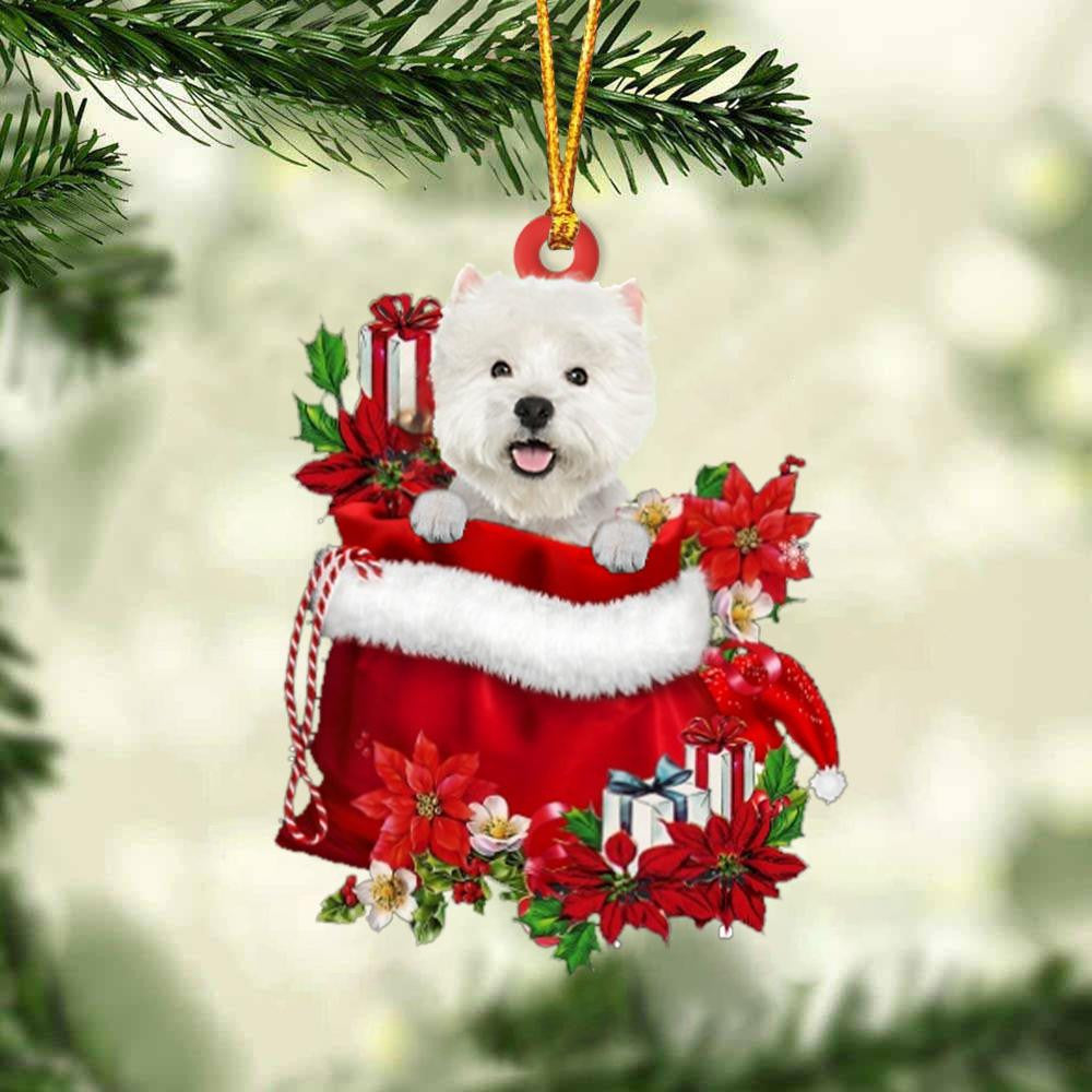 West Highland White Terrier In Gift Bag Christmas Ornament for Dog Lovers Made by Acrylic