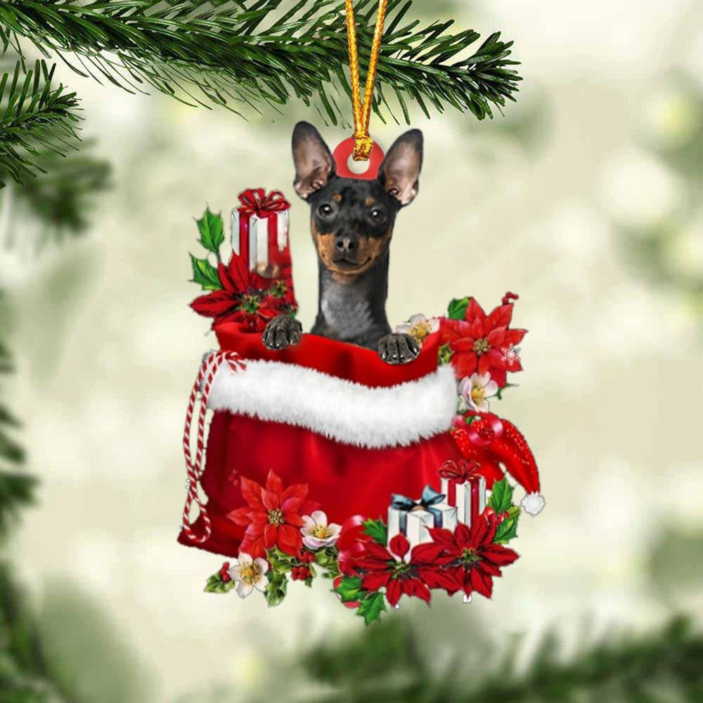 Miniature Pinscher In Gift Bag Christmas Ornament for Dog Lovers Made by Acrylic