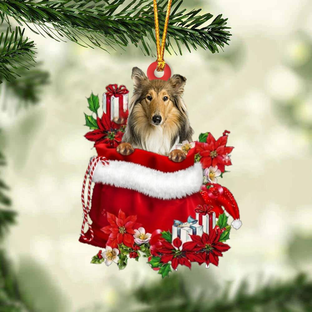 Scotch Collie In Gift Bag Christmas Ornament for Dog Lovers Made by Acrylic