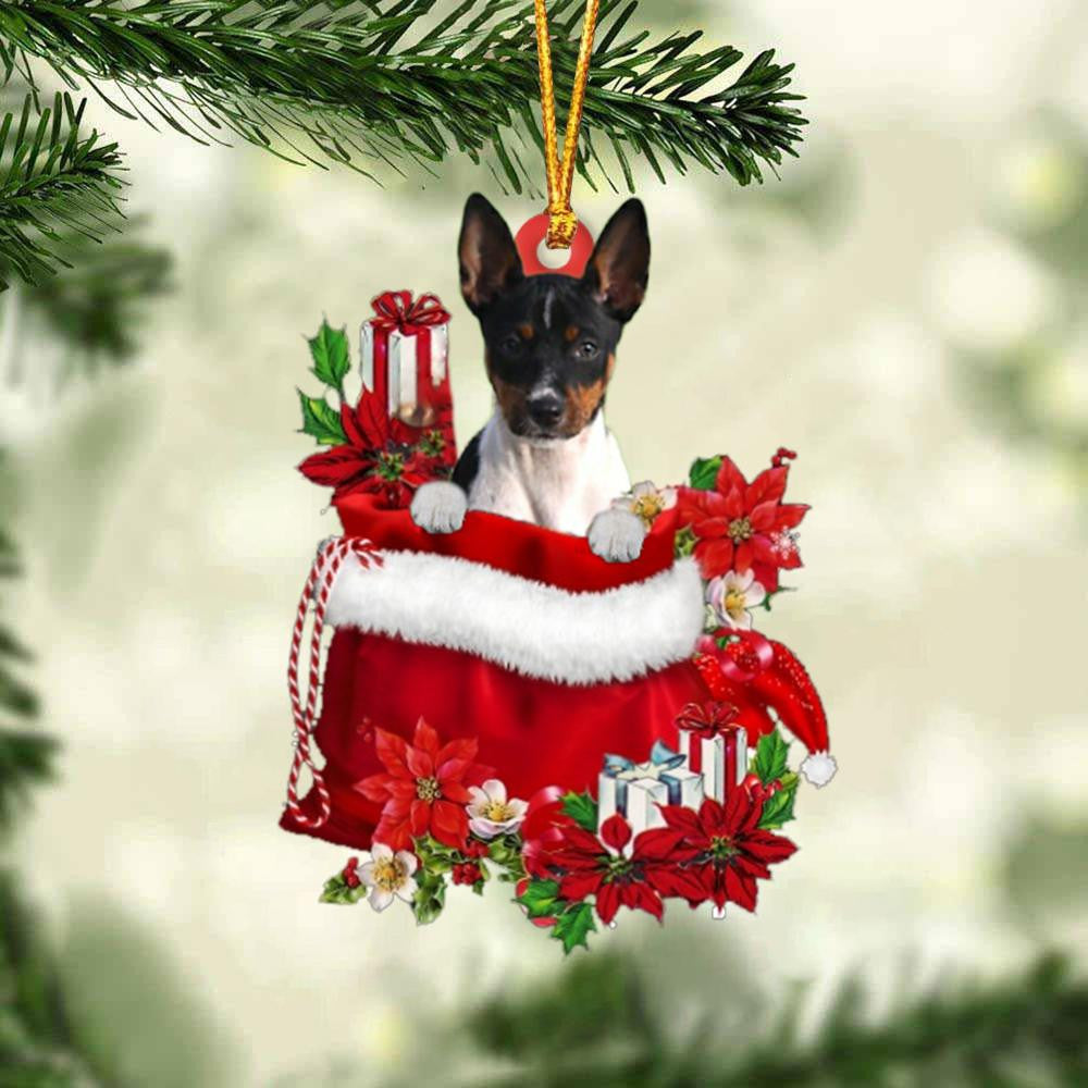 Rat Terrier In Gift Bag Christmas Ornament for Dog Lovers Made by Acrylic