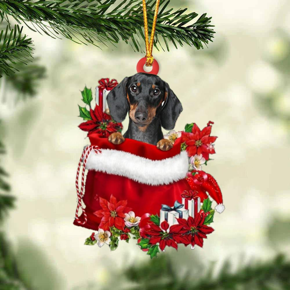 Dachshund 2 In Gift Bag Christmas Ornament for Dog Lovers Made by Acrylic