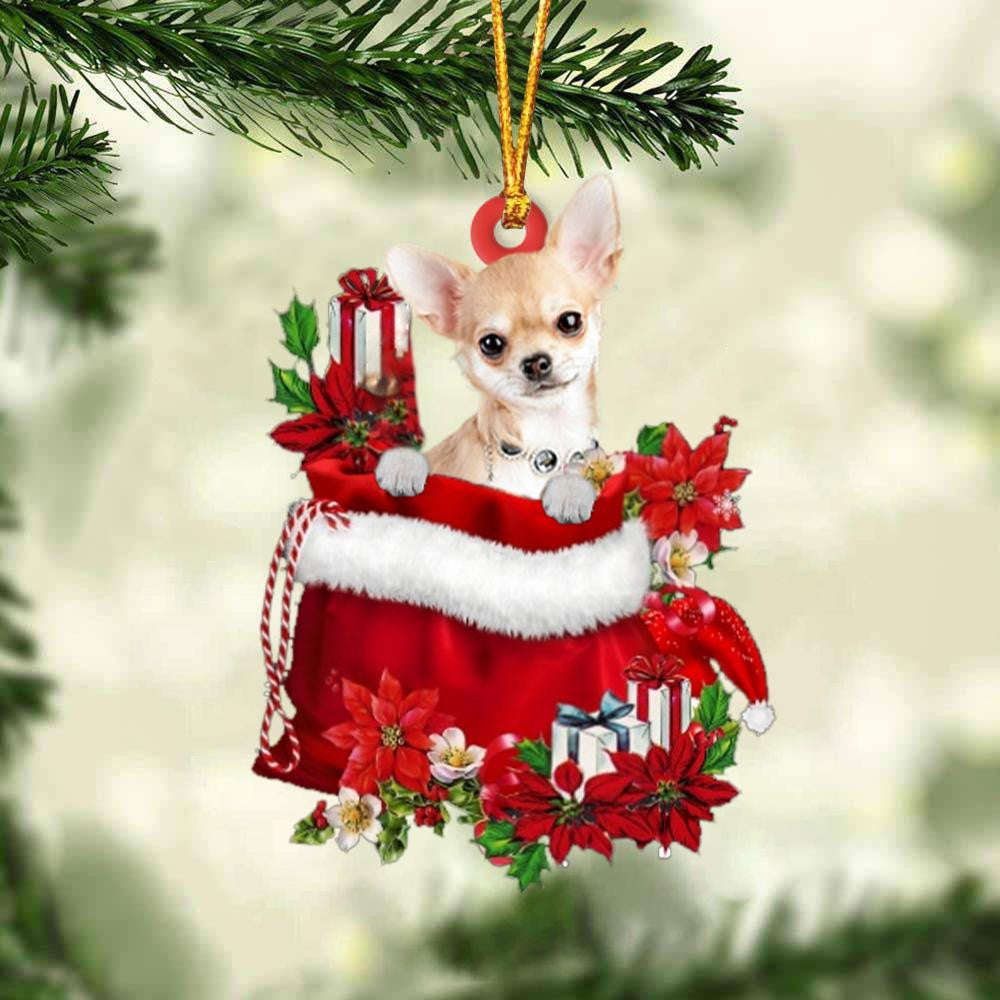 Chihuahua 2 In Gift Bag Christmas Ornament for Dog Lovers Made by Acrylic