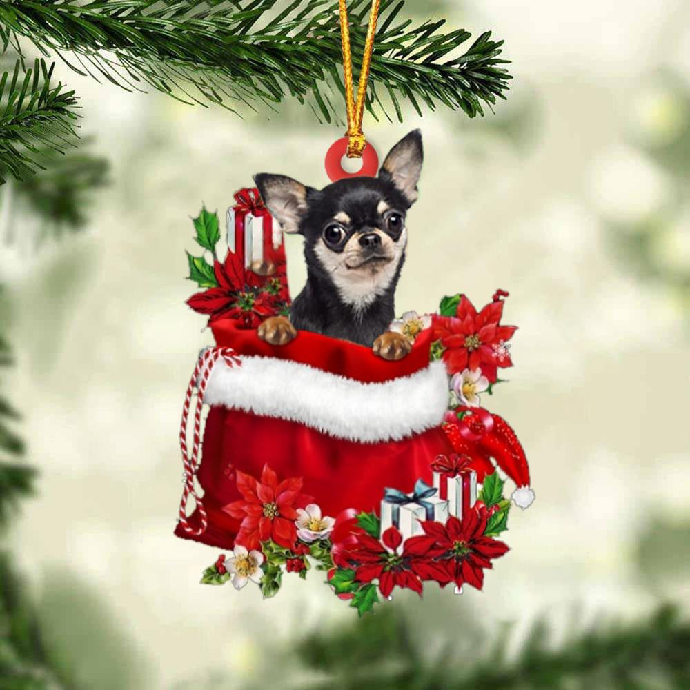 Chihuahua 3 In Gift Bag Christmas Ornament for Dog Lovers Made by Acrylic