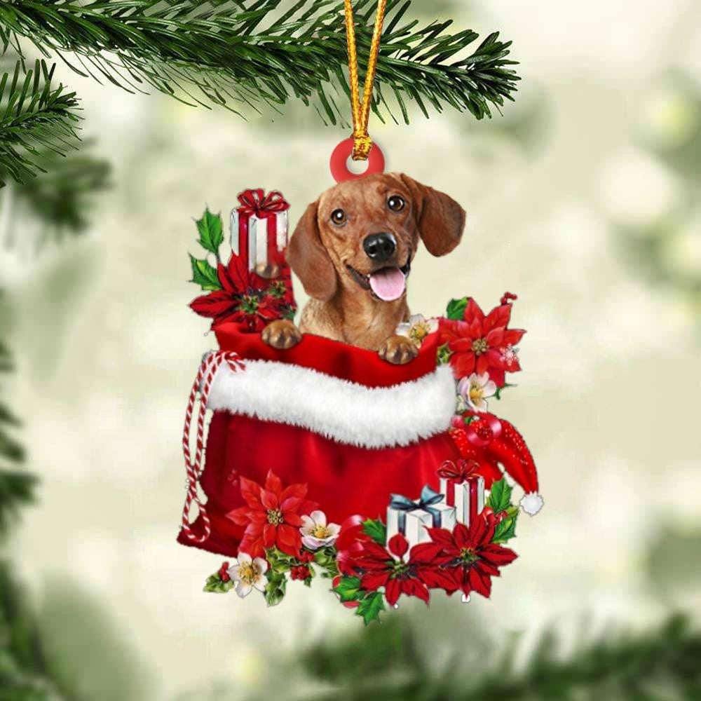 Dachshund In Gift Bag Christmas Ornament for Dog Lovers Made by Acrylic