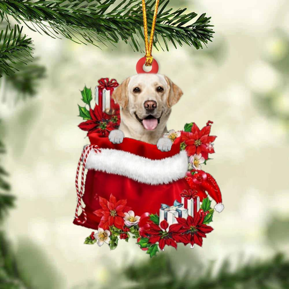 Labrador Retriever In Gift Bag Christmas Ornament for Dog Lovers Made by Acrylic