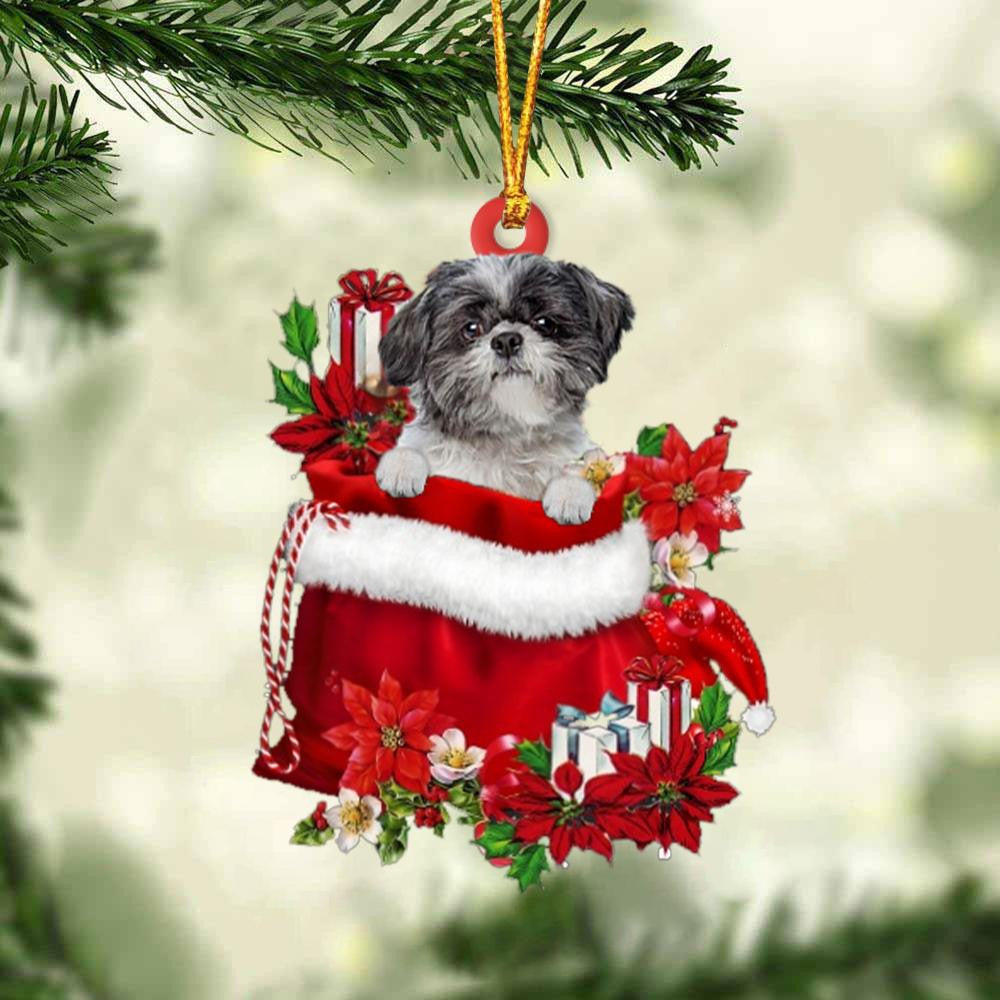 Lhasa Apso In Gift Bag Christmas Ornament for Dog Lovers Made by Acrylic