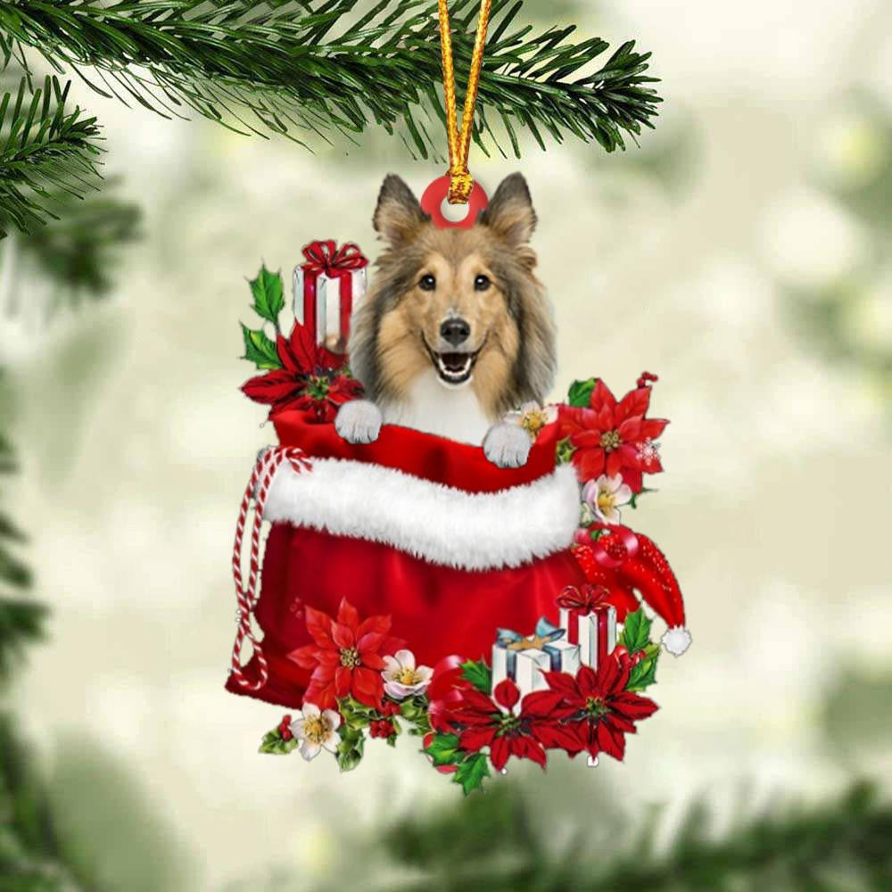 Shetland Sheepdog In Gift Bag Christmas Ornament for Dog Lovers Made by Acrylic