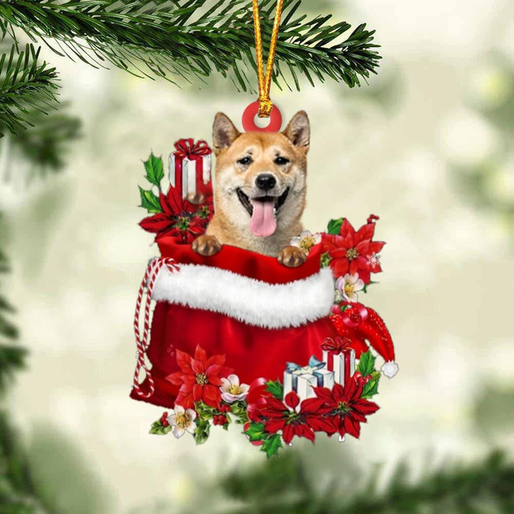 Shiba Inu In Gift Bag Christmas Ornament for Dog Lovers Made by Acrylic
