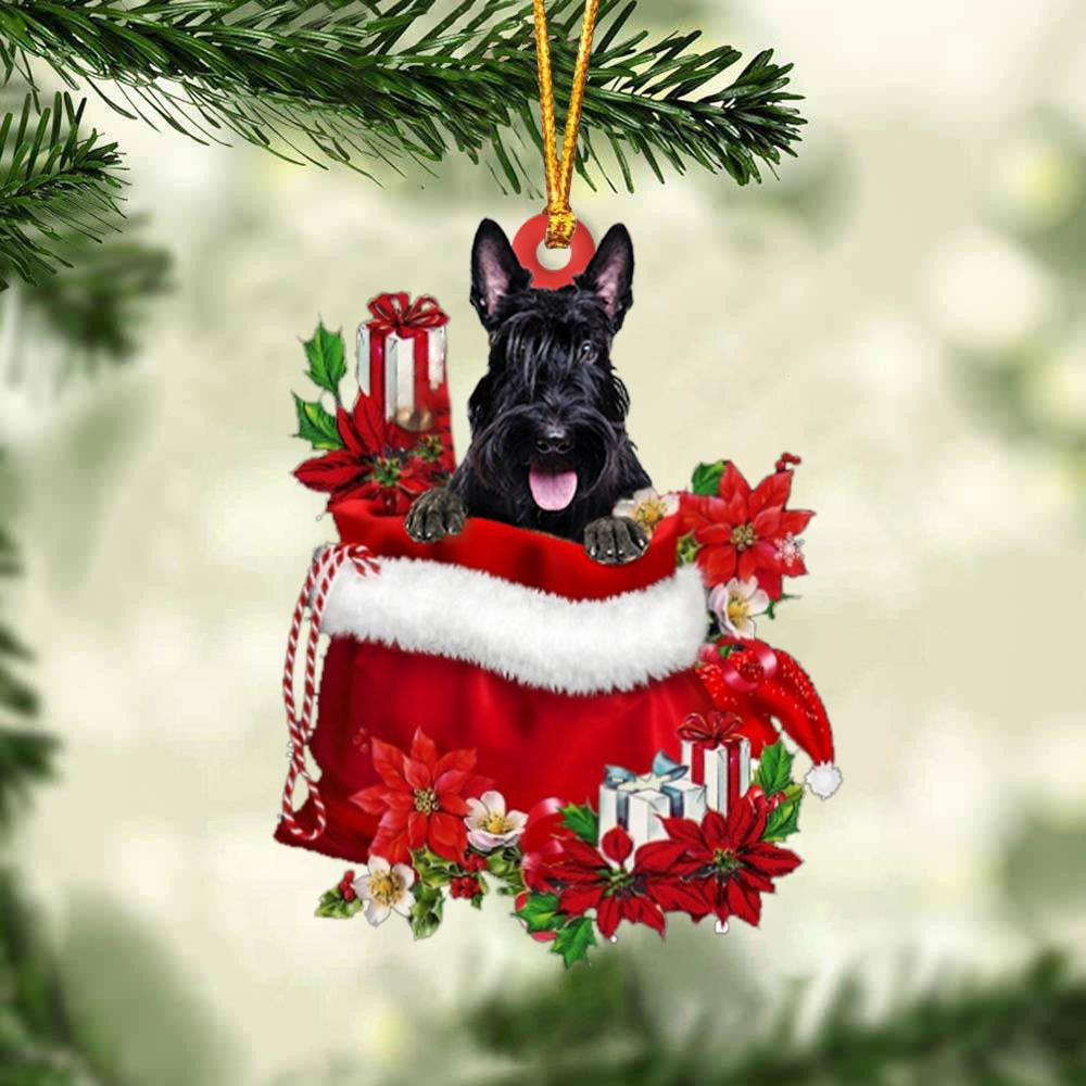 Scottish Terrier In Gift Bag Christmas Ornament for Dog Lovers Made by Acrylic