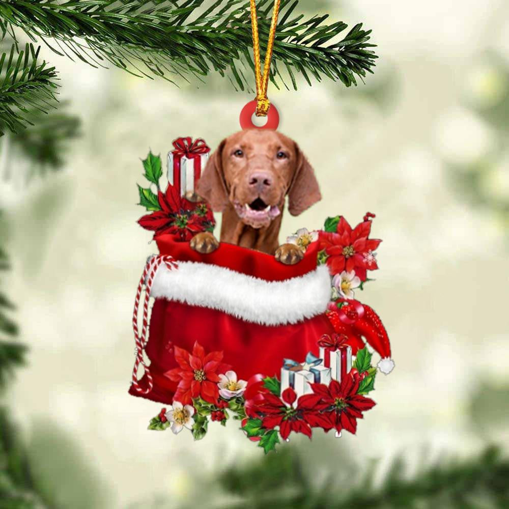Vizsla In Gift Bag Christmas Ornament for Dog Lovers Made by Acrylic