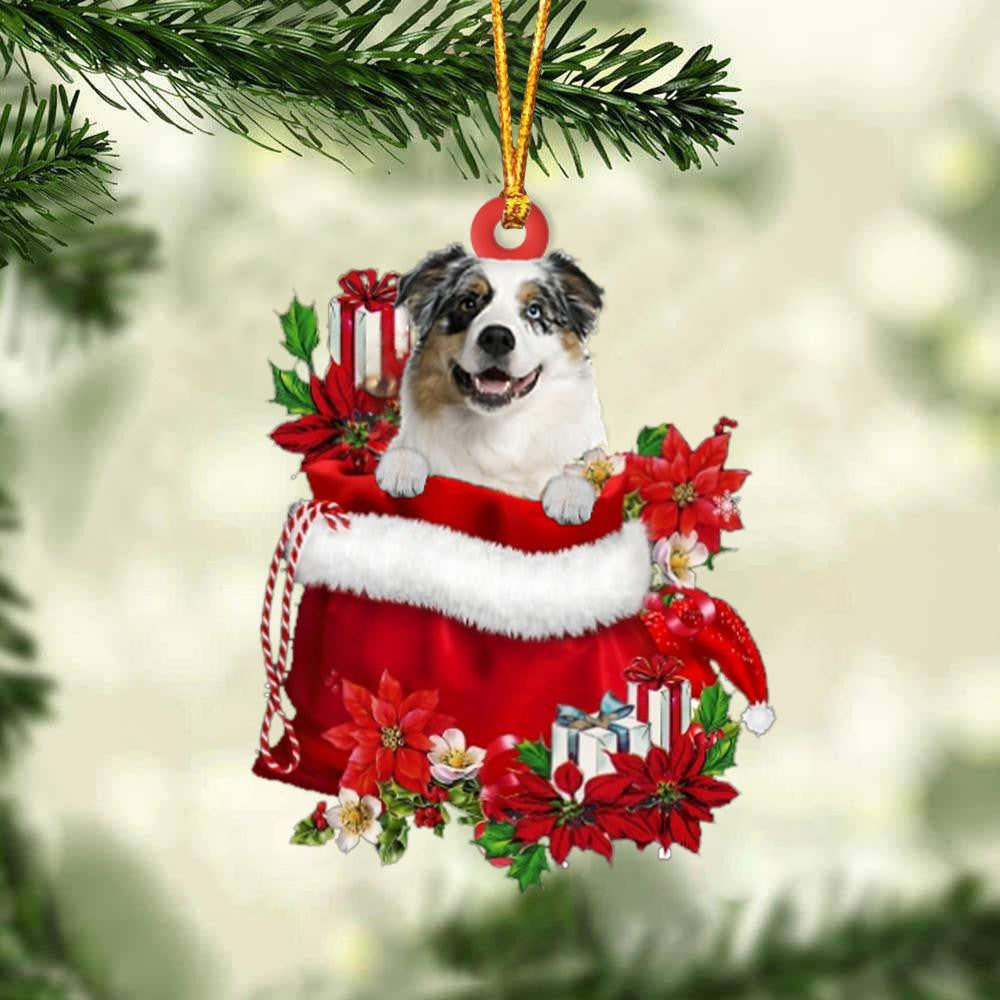 Australian Shepherd In Gift Bag Christmas Ornament for Dog Lovers Made by Acrylic