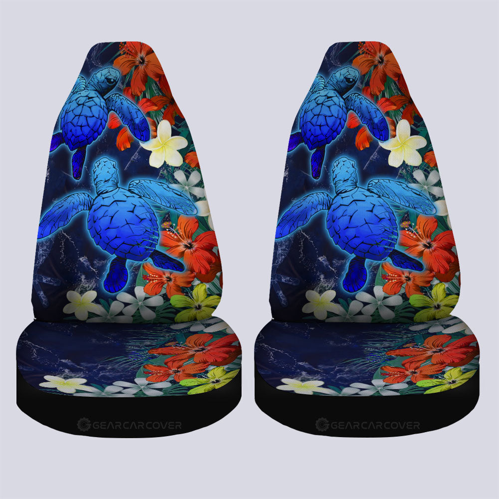 Couple Turtle Car Seat Covers Custom Hibiscus Flowers Car Accessories