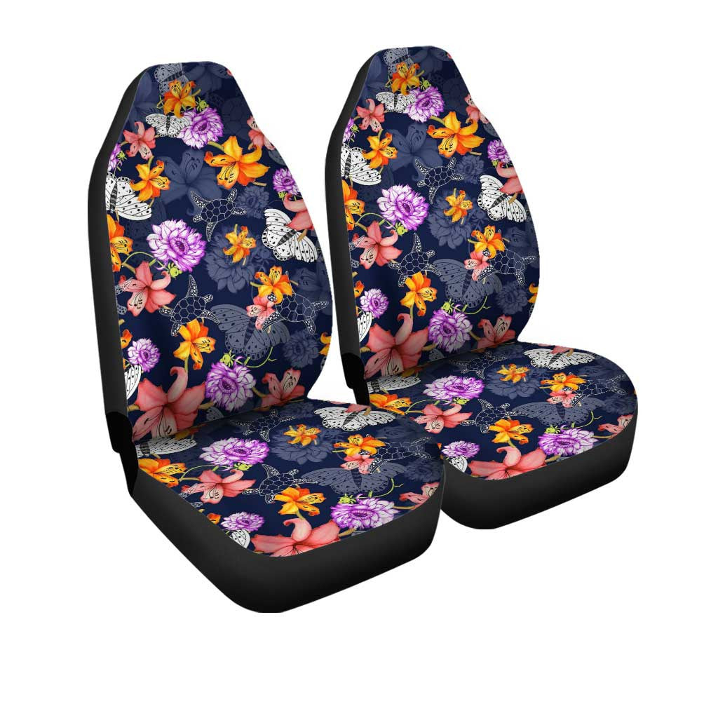 Hawaiian Car Seat Covers Custom Tropical Flower Turtle Car Accessories