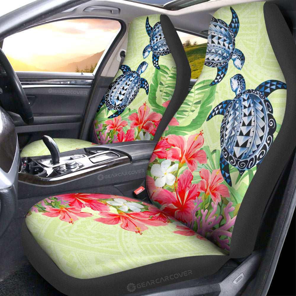 Polynesian Turtle Car Seat Covers Custom Flowers Car Accessories
