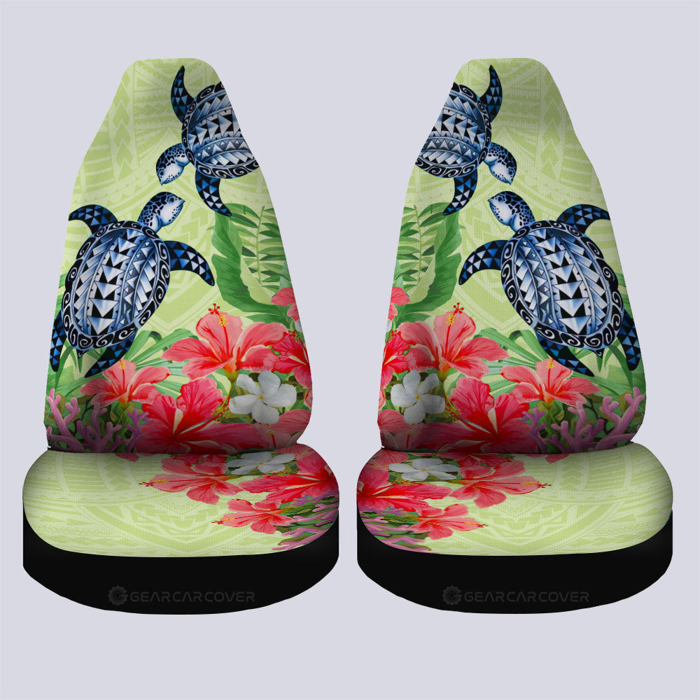 Polynesian Turtle Car Seat Covers Custom Flowers Car Accessories