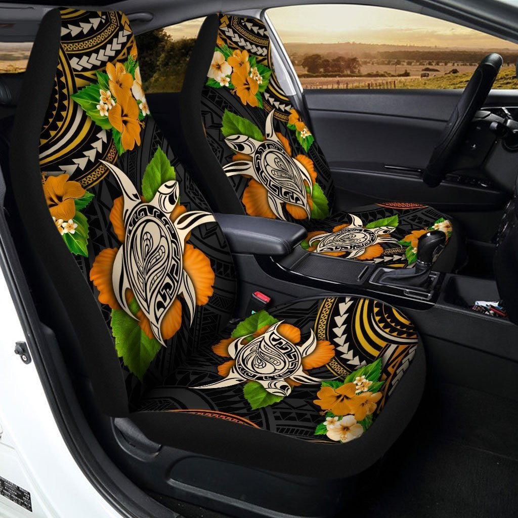 Polynesian Turtle Car Seat Covers Custom Hibiscus Flower