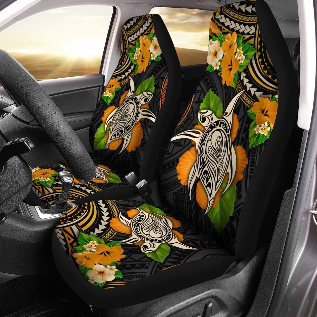 Polynesian Turtle Car Seat Covers Custom Hibiscus Flower