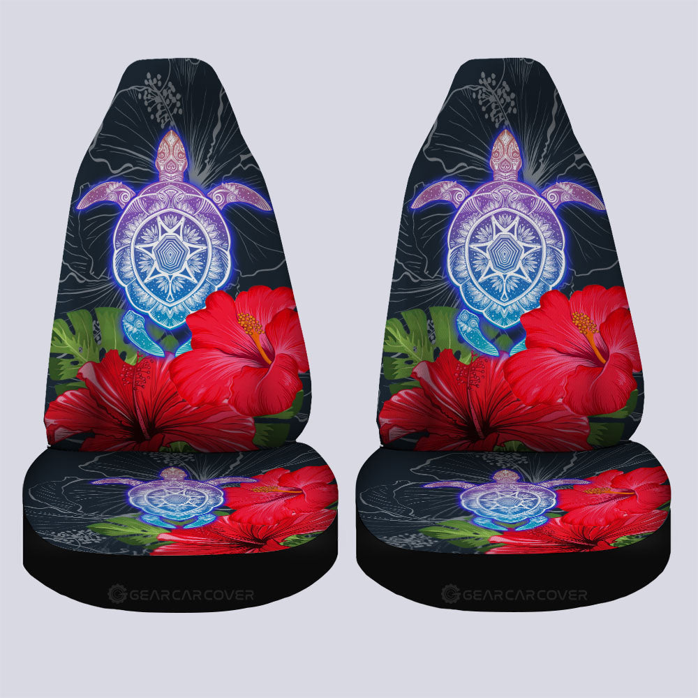 Red Hibiscus Flowers Car Seat Covers Custom Turtle Animal Car Accessories