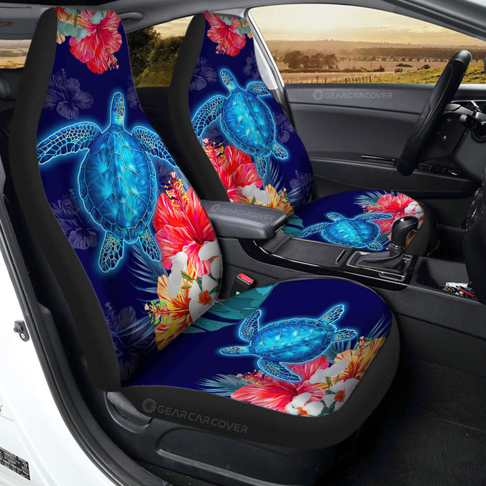 Sea Turtle Car Seat Covers Custom Hibiscus Flower Car Accessories