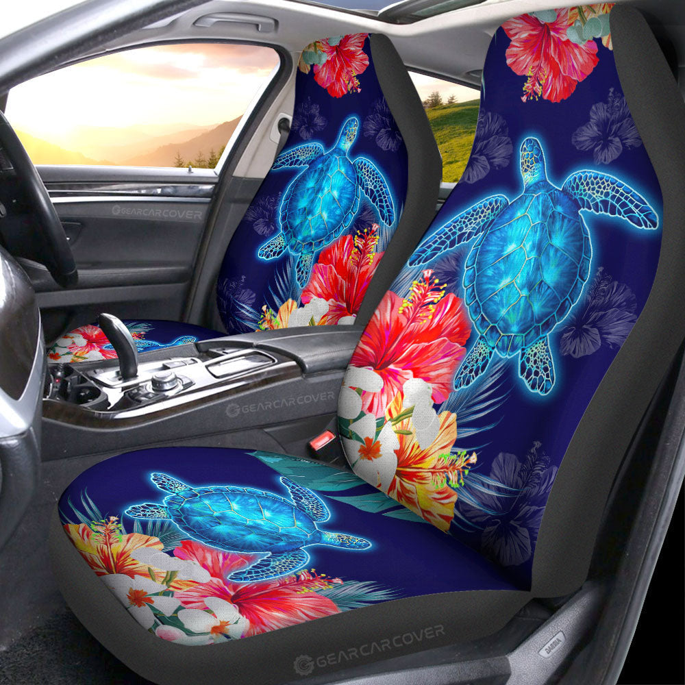 Sea Turtle Car Seat Covers Custom Hibiscus Flower Car Accessories