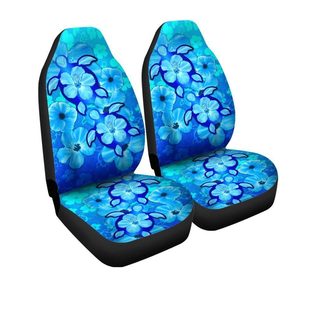 Turtle Hibiscus Car Seat Covers Custom Blue Car Accessories