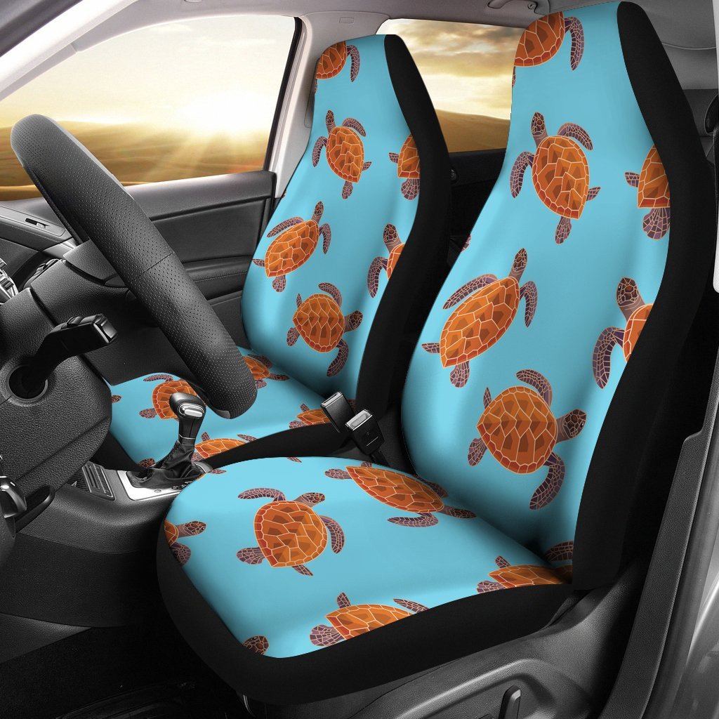 Brow Sea Turtle Print Pattern Car Seat Covers