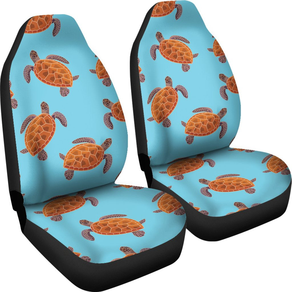 Brow Sea Turtle Print Pattern Car Seat Covers