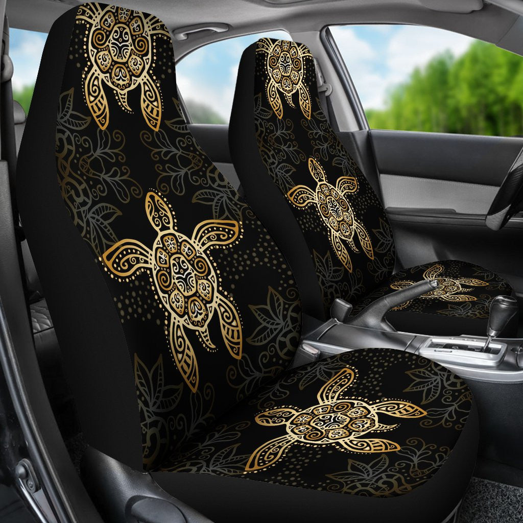 Gold Tribal Turtle Polynesian Design Car Seat Covers