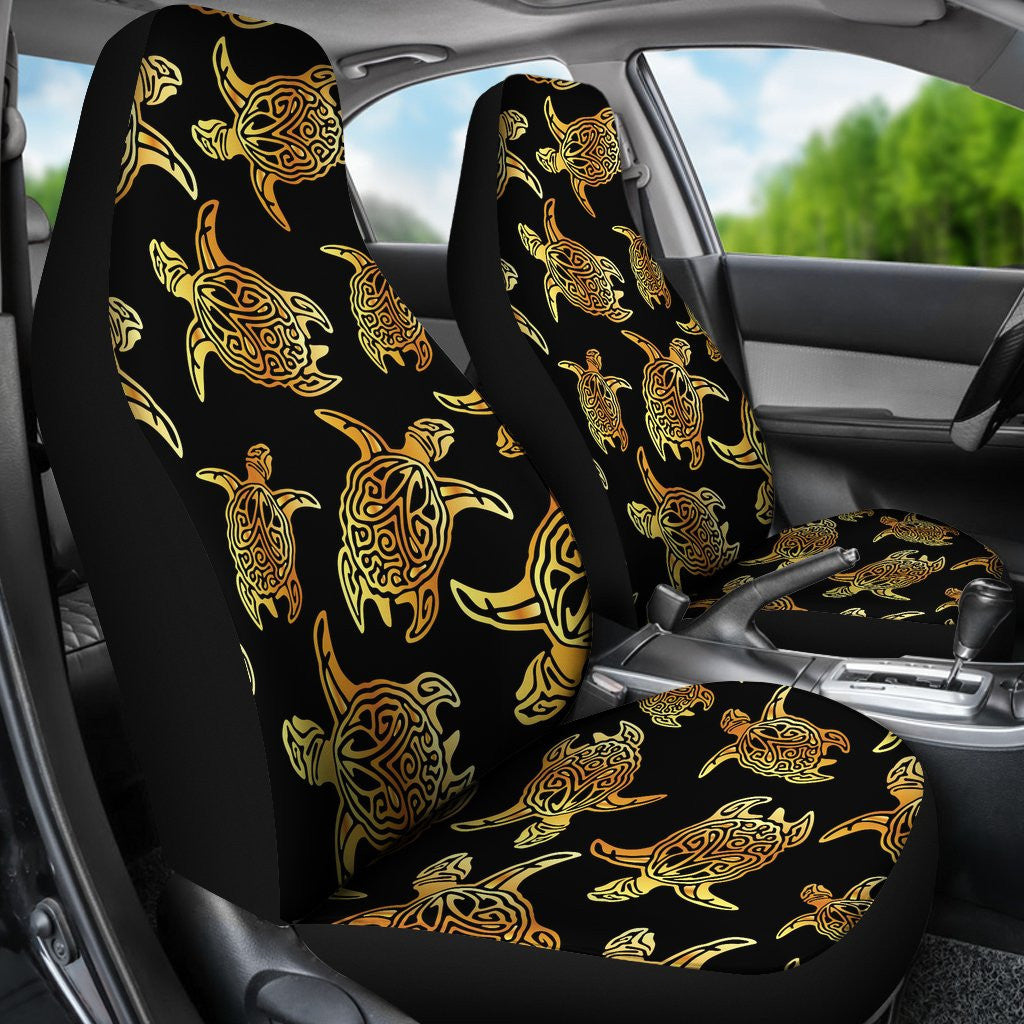 Gold Tribal Turtle Polynesian Themed Car Seat Covers
