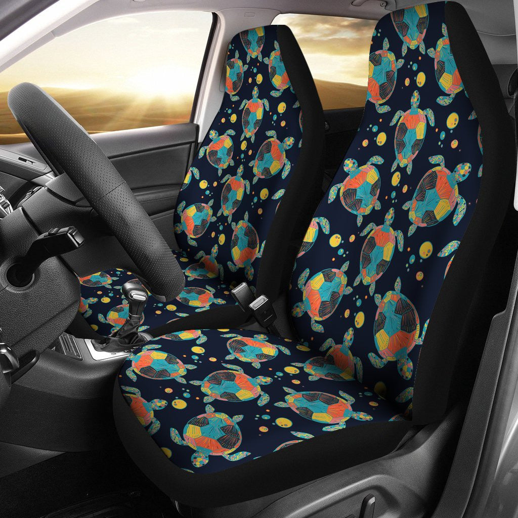 Sea Turtle Colorful With Bubble Print Car Seat Covers