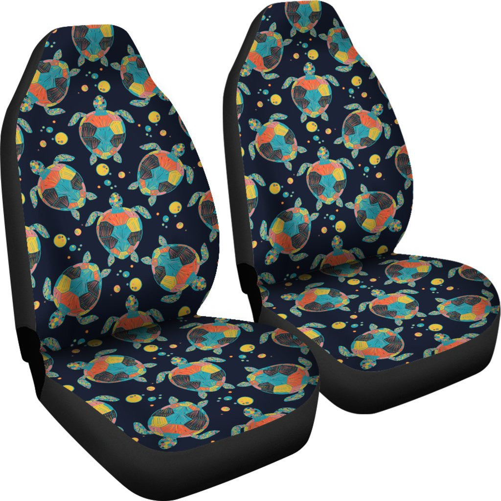 Sea Turtle Colorful With Bubble Print Car Seat Covers