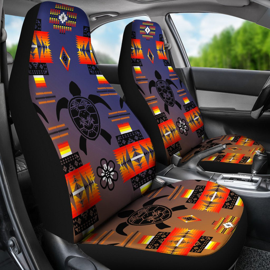 Turtle Dark Blue Orange Design No1 Print Car Seat Covers