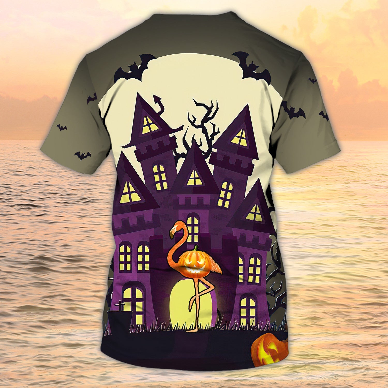 3D All Over Print Flamingo On City Halloween Shirt Halloween Gift For Flamingo Lover